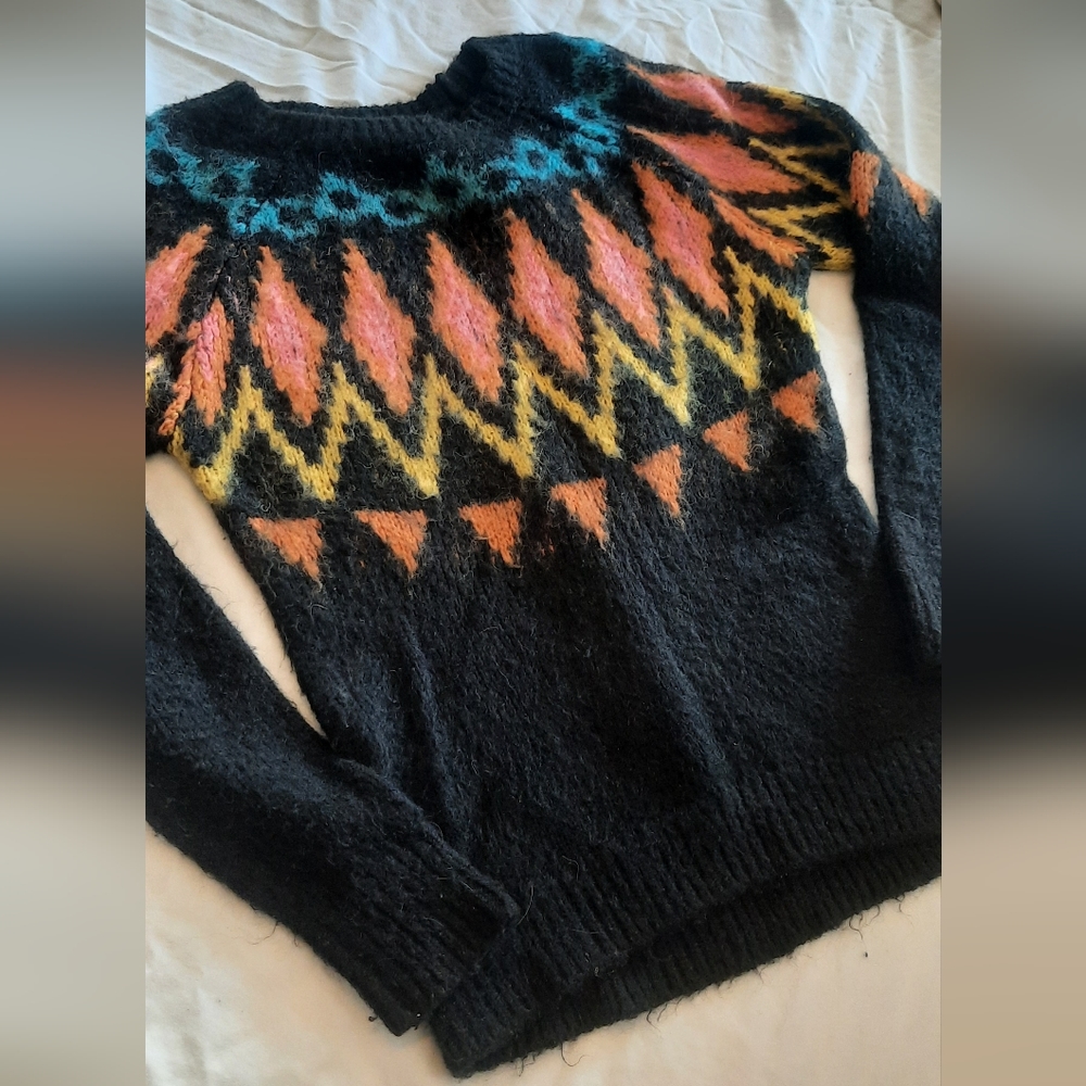 TOPSHOP Wool Knit Sweater size US 0 Black with Other Colors